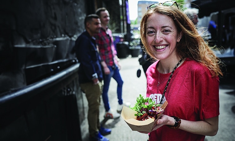 Eating an amazing vegan dish