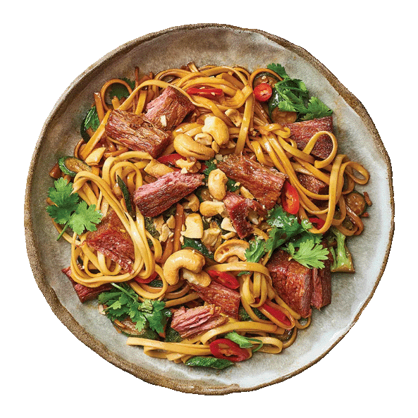 Asiatische Knoblauchnudeln mit Redefine Flank Steak 