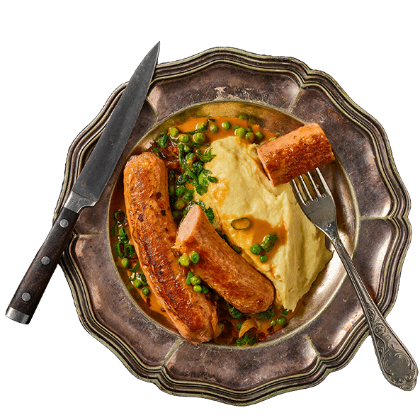 REDEFINE PRO BRATWURST MET AARDAPPELPUREE EN DOPERWTJES