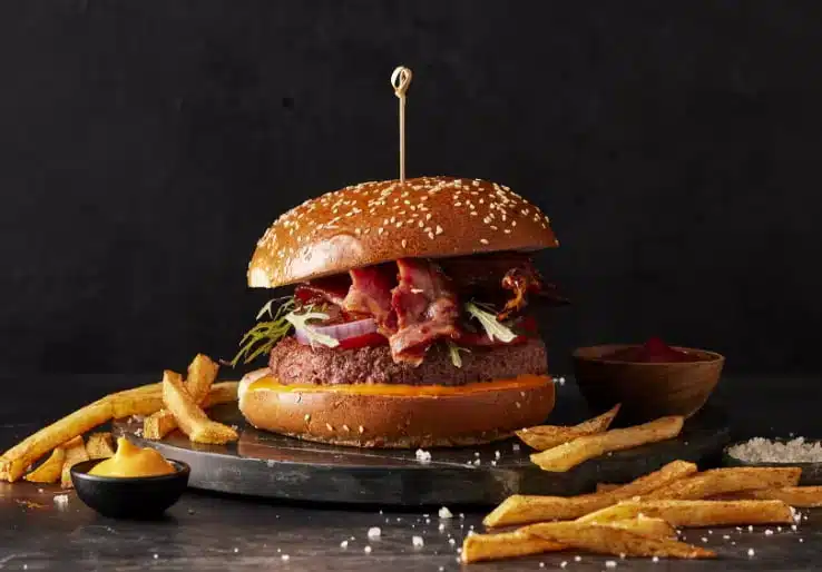 Premium burger with fries