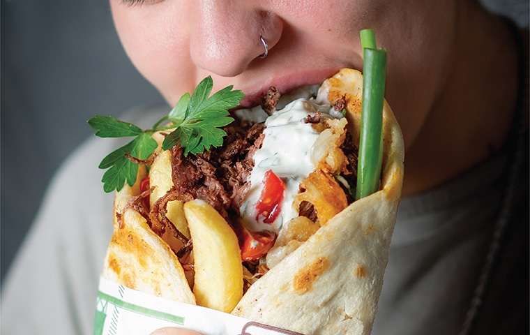 Ridipin shawarma with vegetables