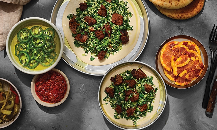 Taboula and tahini and redifine kebab